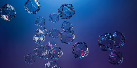 Cyber garnets closeup made of dispersion glass and liquid acrylic vibrant glow on black backdrop cinematic tech background design cover art music visuals 3d rendering © IM_VISUALS