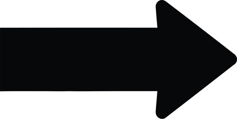 Black arrow pointing right direction on plain surface from a straightforward perspective eps