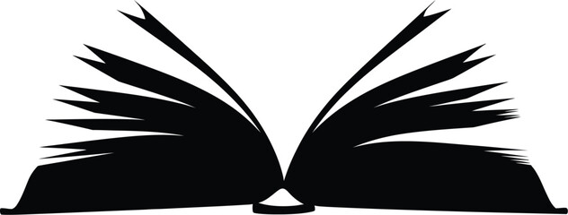 An open book with flying pages, silhouette, education concept, hvjmhfmzxemm3utntmwyzgtlkljm00cmykjztij, graphic illustration