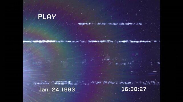 VHS playback starting, glitch feed showing Jan