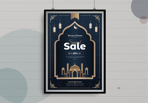 Modern Ramadan Mubarak Sell Offer Poster