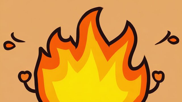 Vibrant Orange Flame Illustration: Detailed Digital Artwork of a Fiery Blaze for Graphic Design and Website Elements.