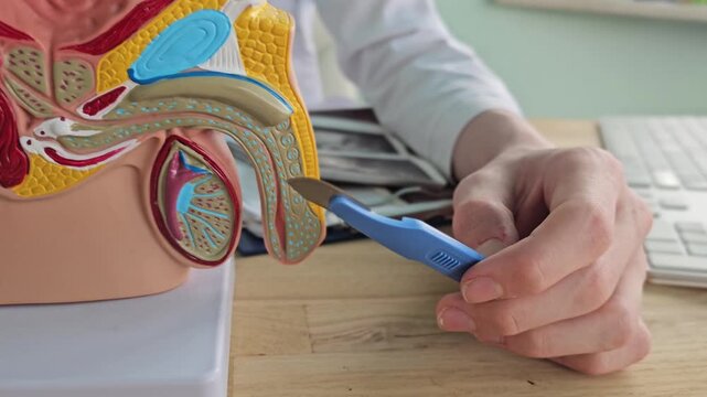 Penile surgery. Plastic surgery of the penis. Oncology or penile enlargement concept