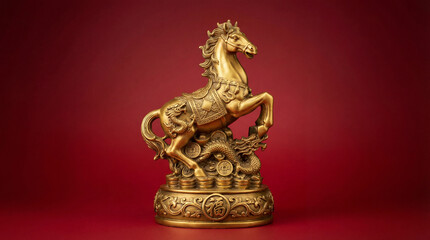 Fototapeta premium Auspicious Fire Horse: Lunar New Year Gold and Traditions Collection