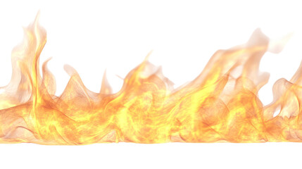 A vibrant flame burning brightly on a transparent background