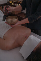 Close View Of Singing Bowl During Relaxation Therapy