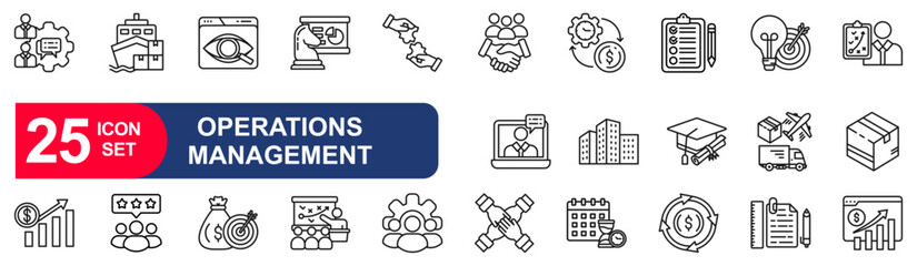 Operations management icon set. Editable line icons. © Joniack