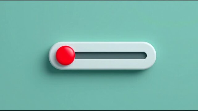 A red toggle switch on a teal background, set to the on position with a white and gray interface, conveying a sense of activation on April Fool's Day.