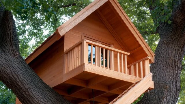 Charming treehouse built on sturdy branches, offering a peaceful retreat amidst nature