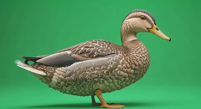 Duck against green-screen background.4k video.