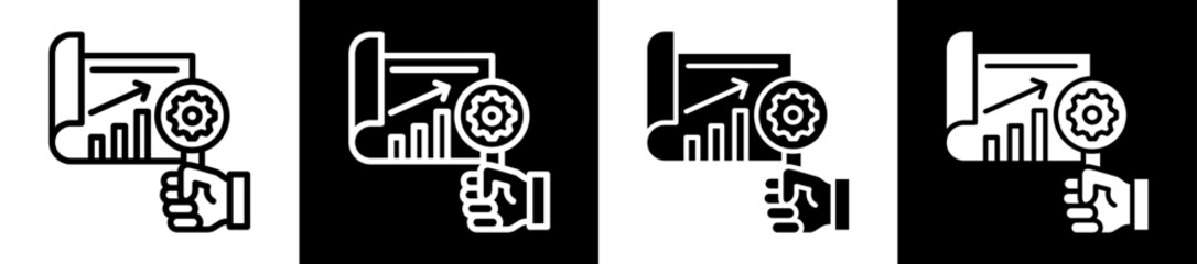 Research Method Icon Set In Black And White Filled Style Collection 