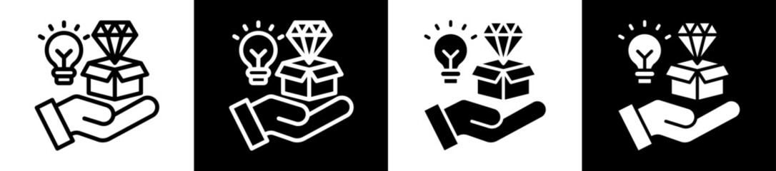 Value Proposition Icon Set In Black And White Filled Style Collection 