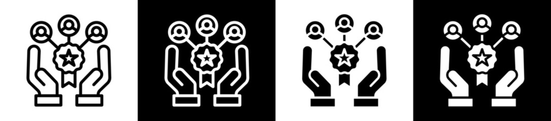 Brand Affinity Icon Set In Black And White Filled Style Collection 