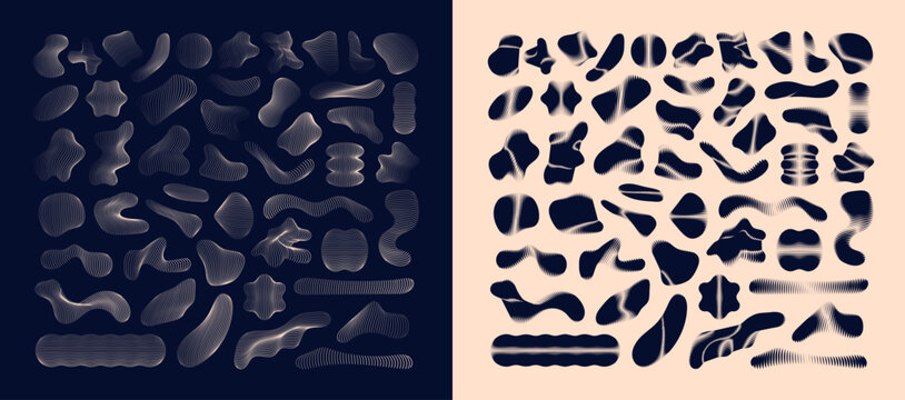 Abstract organic shapes set with linear wave distortion elements