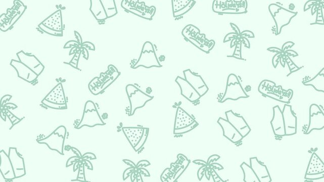 Seamless Pattern of Beach Elements and Accessories.