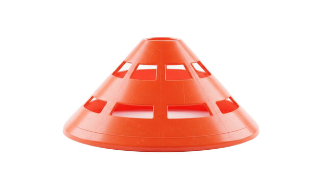 Bright orange vented training cone for agility drills, field marking and speed exercises in football, soccer, rugby, hockey practice and PE classes


