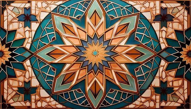 intricate geometric pattern of moroccan tiles with star motif