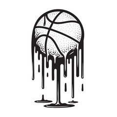 Melting basketball dripping as liquid illustration design