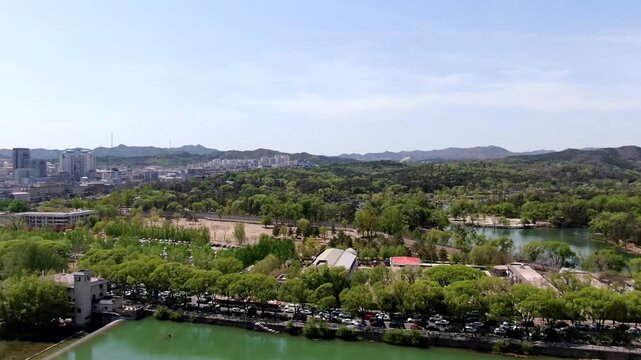 Chengde Resort Aerial View with River and Mountains