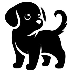 black and white puppy dog silhouette  © MstNazmun