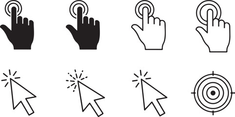 Fototapeta premium Black and white hand and computer mouse click finger