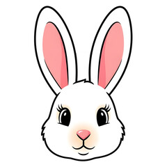 Cute cartoon bunny head isolated on transparent background