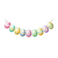 Colorful easter eggs isolated on transparent background