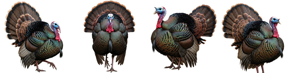  a high quality Full body portrait set of turkey with detailed feathers, isolated on white background,.,. © riaz