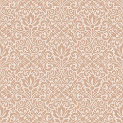 beige damask seamless pattern featuring damask shapes and subtle damask floral textures  for wallpaper, Fabric, Branding, Packaging, Invitations, Wedding, elegant damask pattern background  © PPS Inspire Art