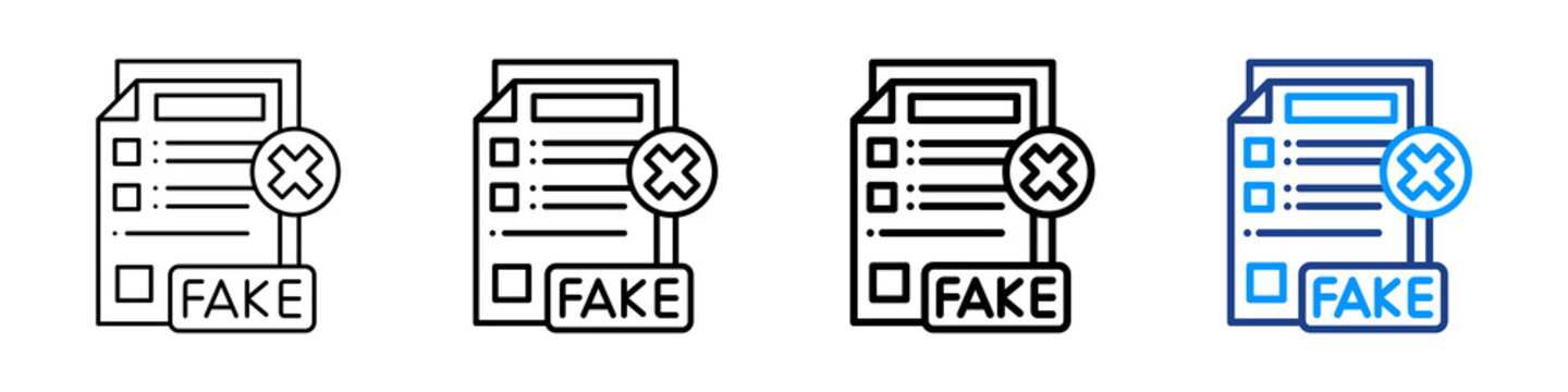 Fake Documents Icon Different Style Outline Collection Set.