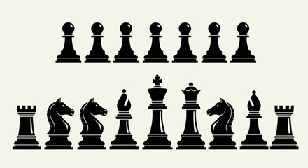 Black chess pieces arranged on a board in a strategic formation © Hussnain