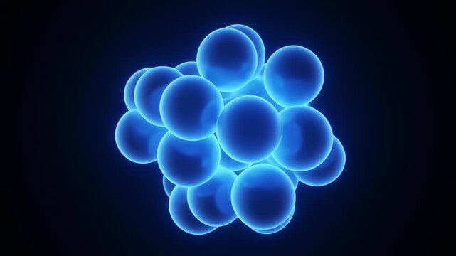Abstract Cluster Of Glowing Blue Spheres With Smooth Lighting Creating A Clean Minimalist Scientific Visualization For High Tech Corporate Media Content