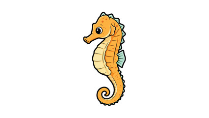 Cute yellow seahorse character with orange details © Yati