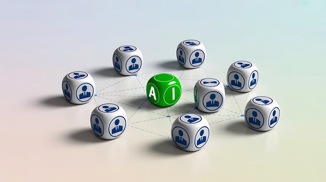 Ai driven probability and decision making concept with dice
