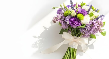 Obraz premium Beautiful flower bucket with purple and white blooms for any occasion