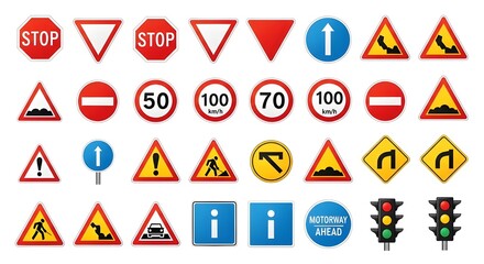 Vector pack traffic sign isolated