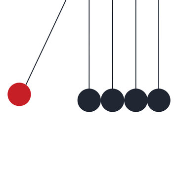 Newton s cradle demonstrates conservation of momentum with swinging spheres