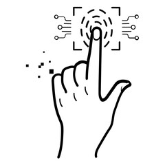 Obraz premium touch based identity verification concept, digital fingerprint recognition vector icon design, one touch user identity validation stock illustration