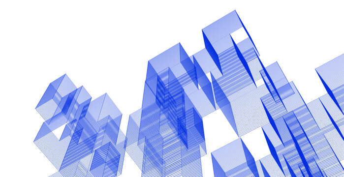 abstract architecture modular forms 3d illustration