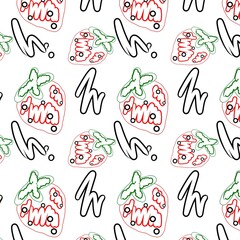 Hand Drawn Fruit Strawberry Seamless Pattern