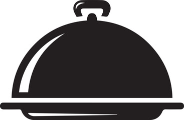 Obraz premium Vector bell icon illustration of a bell featuring a silver cloche platter and chef hat symbol for restaurant menu service design