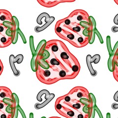 Kawaii Strawberry Seamless Pattern