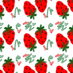 Cute Strawberry Pattern with Hearts