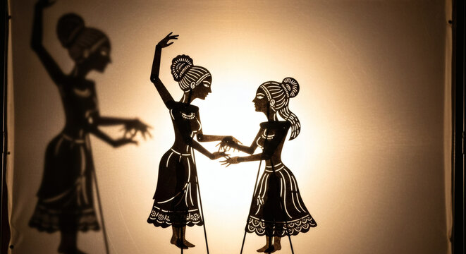Traditional Shadow Puppetry Performance with Female Dancers