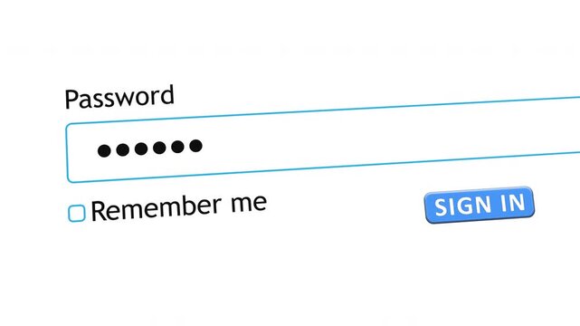 User is shown entering a password into a website form box on a white screen. The sign-in process is clear and straightforward, ensuring a secure access point.