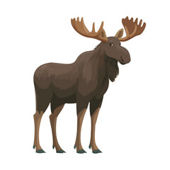 Obraz premium Minimalist 2D vector icon representation of a Moose, displayed on a pure white background