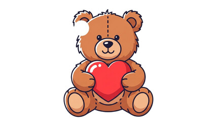 Fototapeta premium Cuddly teddy bear holding heart, sitting, and smiling directly at viewer with affection