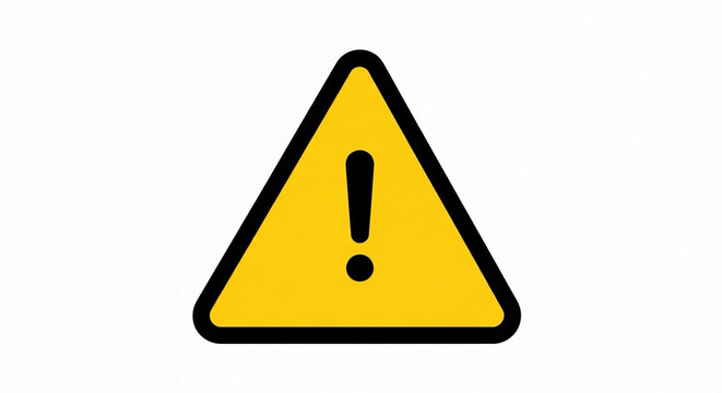 Yellow warning triangle flat icon for caution and alert