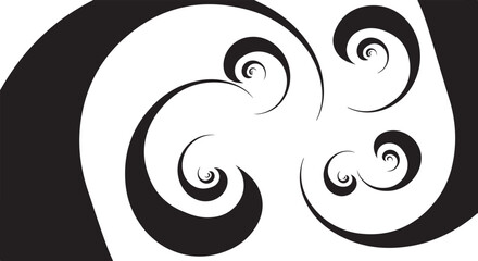 Black and white swirling abstract design elements pattern