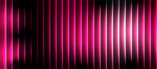 Deep pink and red glass stripe background with glossy highlights, transparent layers, and vibrant neon lighting for a bold futuristic abstract composition.